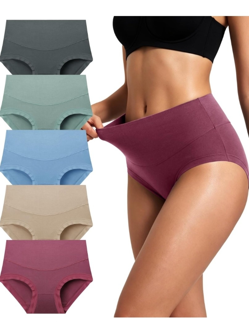 BAMBOO COOL High Waisted Tummy Control Briefs 5-Pack - XXL (NIB)